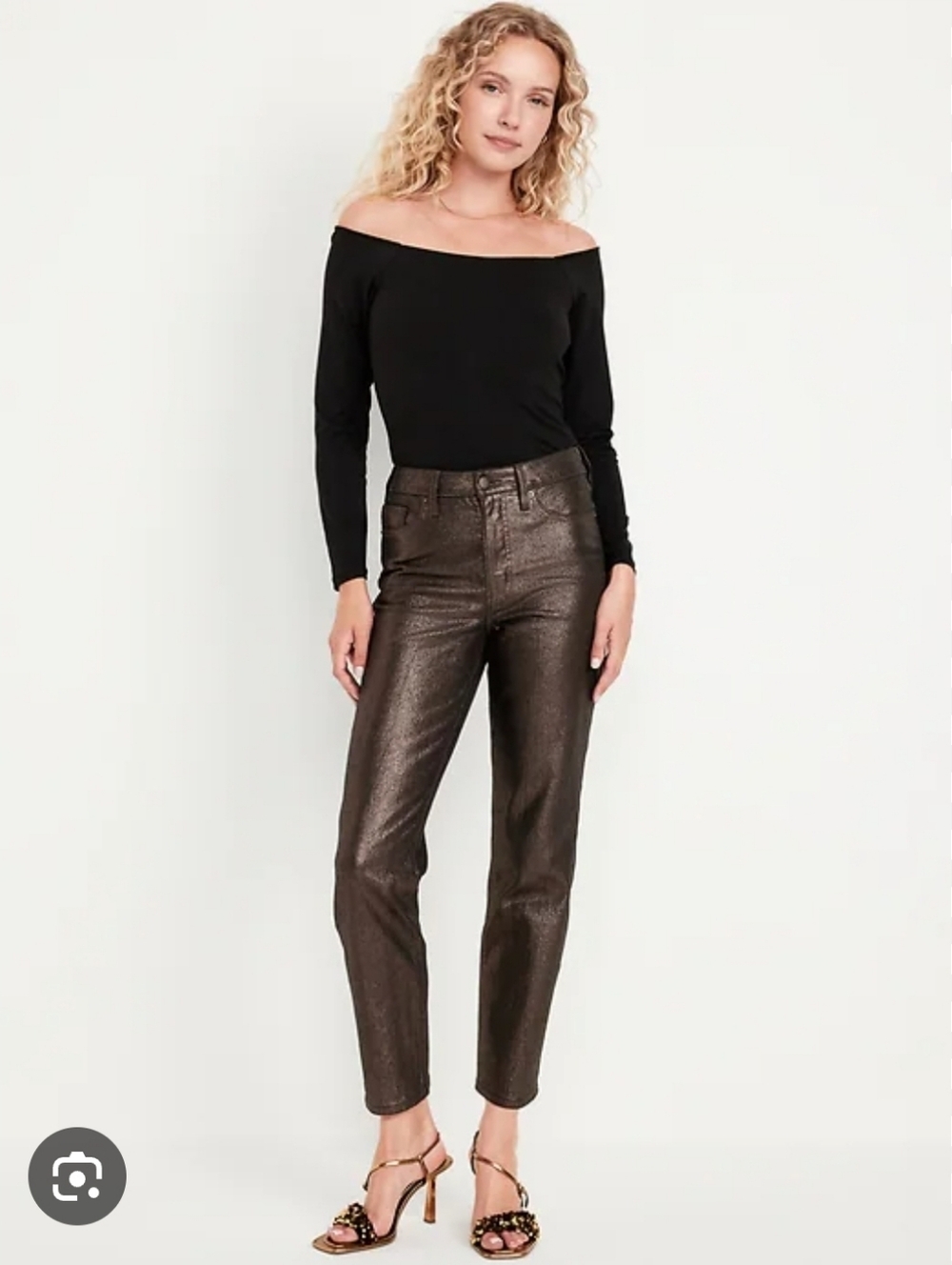 Old Navy Metallic Straight-Leg Pants in Shimmery Black-Bronze